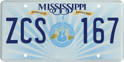 MS license plate ZCS167