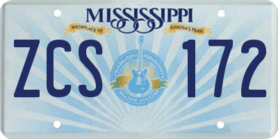 MS license plate ZCS172