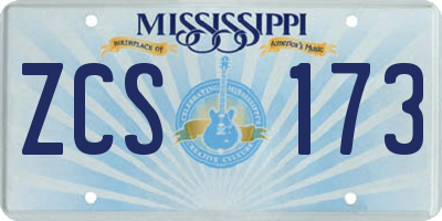 MS license plate ZCS173