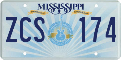 MS license plate ZCS174