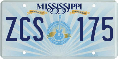 MS license plate ZCS175