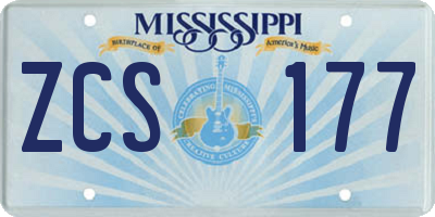 MS license plate ZCS177