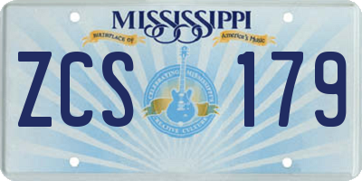 MS license plate ZCS179