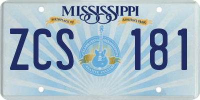 MS license plate ZCS181