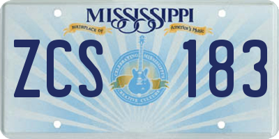 MS license plate ZCS183