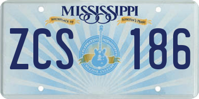 MS license plate ZCS186