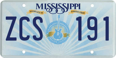 MS license plate ZCS191