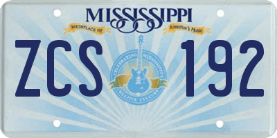 MS license plate ZCS192