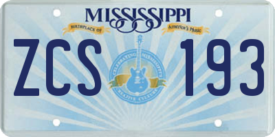 MS license plate ZCS193