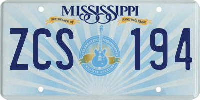 MS license plate ZCS194