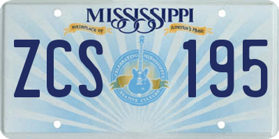 MS license plate ZCS195