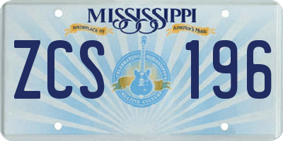 MS license plate ZCS196