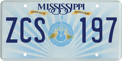 MS license plate ZCS197