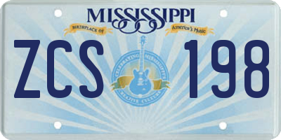 MS license plate ZCS198