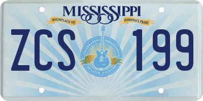 MS license plate ZCS199