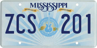 MS license plate ZCS201