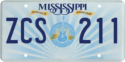 MS license plate ZCS211