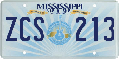 MS license plate ZCS213