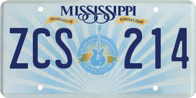 MS license plate ZCS214