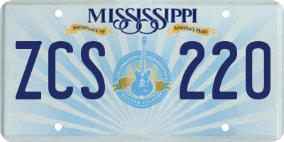 MS license plate ZCS220
