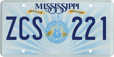 MS license plate ZCS221