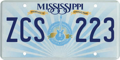 MS license plate ZCS223