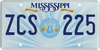 MS license plate ZCS225