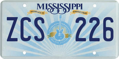 MS license plate ZCS226