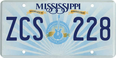 MS license plate ZCS228