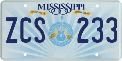 MS license plate ZCS233