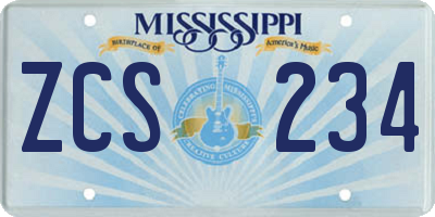 MS license plate ZCS234