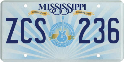 MS license plate ZCS236