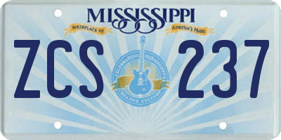 MS license plate ZCS237