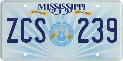 MS license plate ZCS239