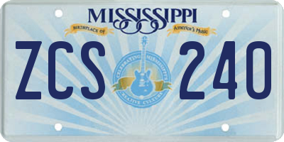 MS license plate ZCS240