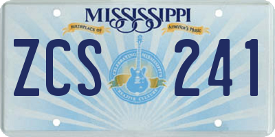 MS license plate ZCS241