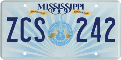 MS license plate ZCS242