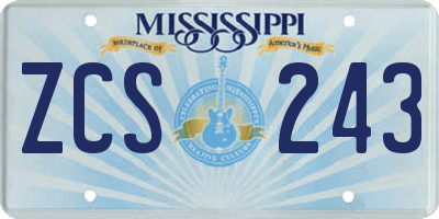 MS license plate ZCS243