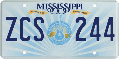 MS license plate ZCS244