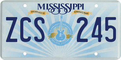 MS license plate ZCS245