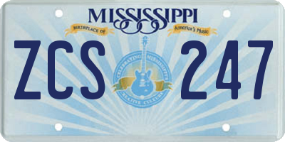 MS license plate ZCS247