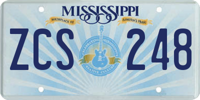 MS license plate ZCS248