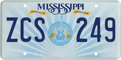 MS license plate ZCS249