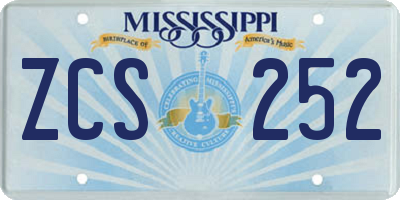 MS license plate ZCS252