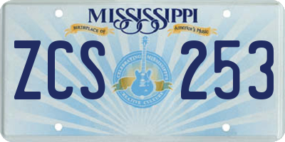 MS license plate ZCS253