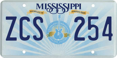 MS license plate ZCS254