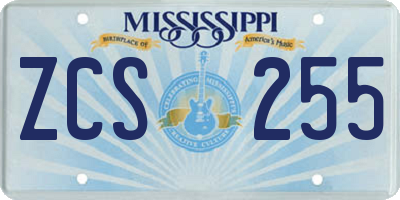 MS license plate ZCS255