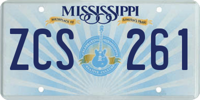 MS license plate ZCS261