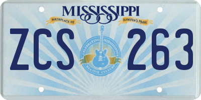 MS license plate ZCS263