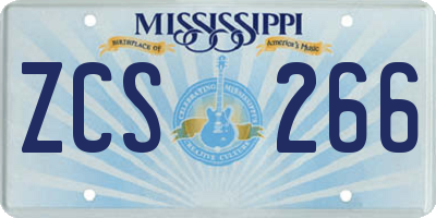 MS license plate ZCS266